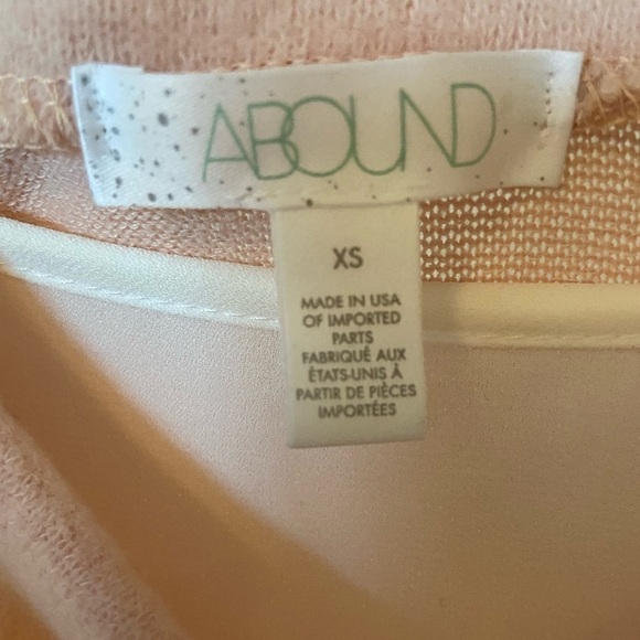 ABOUND Soft Pink Fleece Crop Sweater w/ White Sheer Attached Tank Top Size XS - Picture 3 of 3